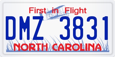 NC license plate DMZ3831