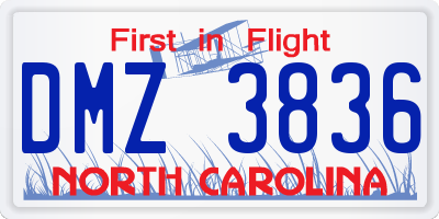 NC license plate DMZ3836