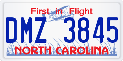 NC license plate DMZ3845