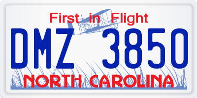 NC license plate DMZ3850