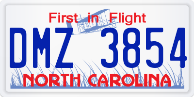 NC license plate DMZ3854