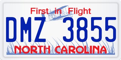 NC license plate DMZ3855