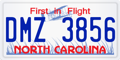 NC license plate DMZ3856