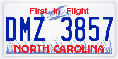 NC license plate DMZ3857