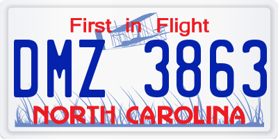 NC license plate DMZ3863