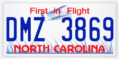 NC license plate DMZ3869