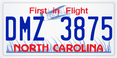 NC license plate DMZ3875
