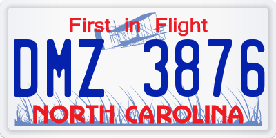 NC license plate DMZ3876
