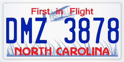NC license plate DMZ3878