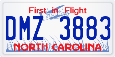 NC license plate DMZ3883