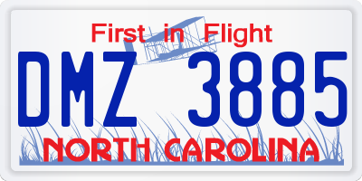 NC license plate DMZ3885