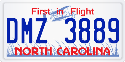 NC license plate DMZ3889