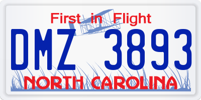 NC license plate DMZ3893