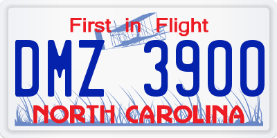 NC license plate DMZ3900