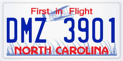 NC license plate DMZ3901