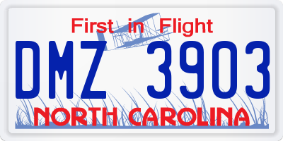 NC license plate DMZ3903