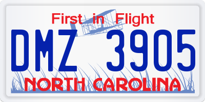 NC license plate DMZ3905