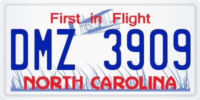 NC license plate DMZ3909