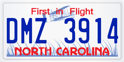 NC license plate DMZ3914