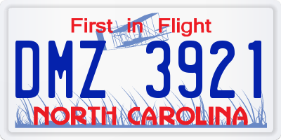 NC license plate DMZ3921