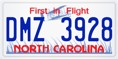 NC license plate DMZ3928