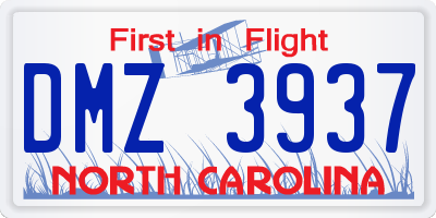 NC license plate DMZ3937