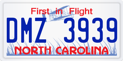 NC license plate DMZ3939
