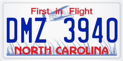 NC license plate DMZ3940