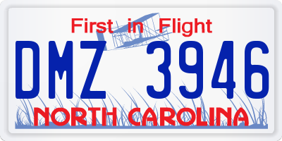 NC license plate DMZ3946