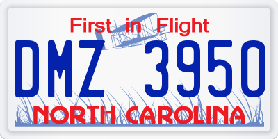 NC license plate DMZ3950