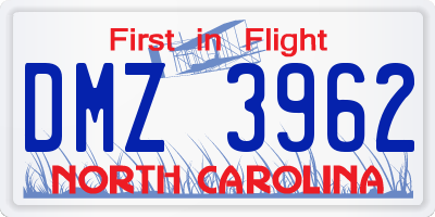 NC license plate DMZ3962