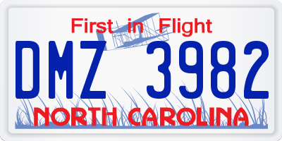 NC license plate DMZ3982