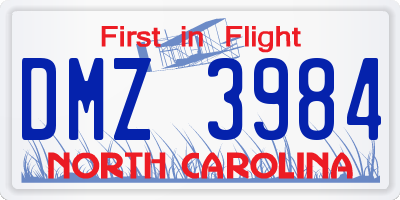 NC license plate DMZ3984