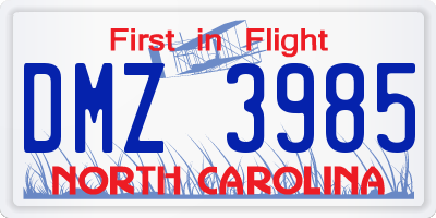 NC license plate DMZ3985