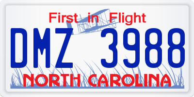 NC license plate DMZ3988
