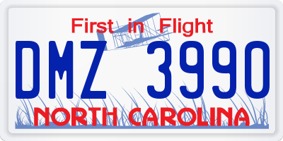 NC license plate DMZ3990