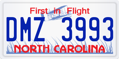 NC license plate DMZ3993