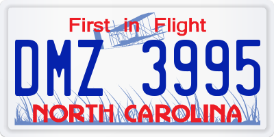 NC license plate DMZ3995