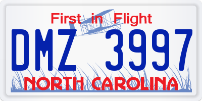 NC license plate DMZ3997