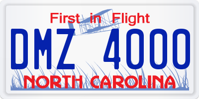 NC license plate DMZ4000