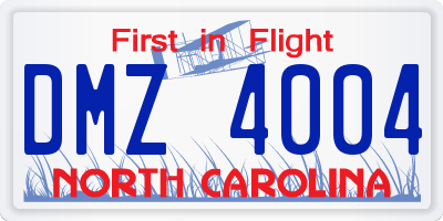 NC license plate DMZ4004