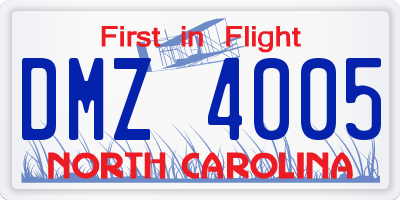 NC license plate DMZ4005