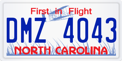 NC license plate DMZ4043