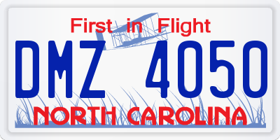 NC license plate DMZ4050