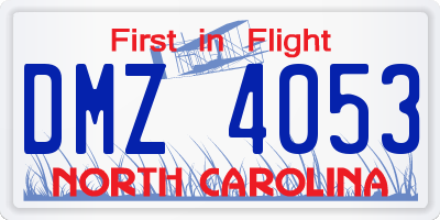NC license plate DMZ4053