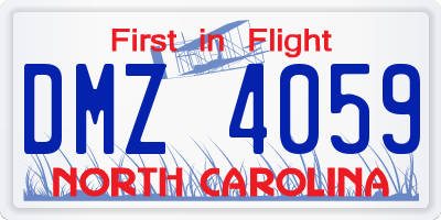 NC license plate DMZ4059
