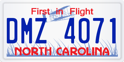NC license plate DMZ4071
