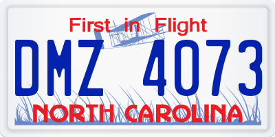 NC license plate DMZ4073