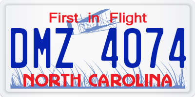 NC license plate DMZ4074