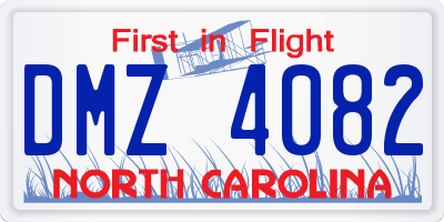 NC license plate DMZ4082